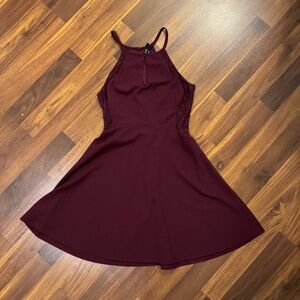 Burgundy Halter Mini Dress